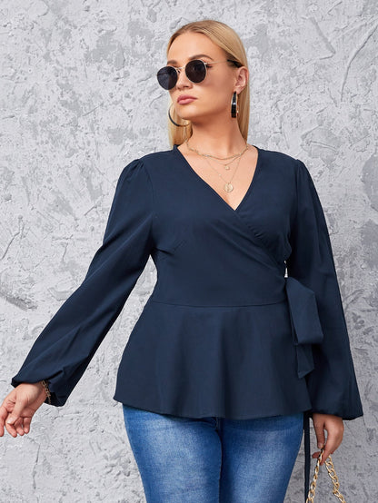 fermon - Plus Wrap Tie Side Blouse