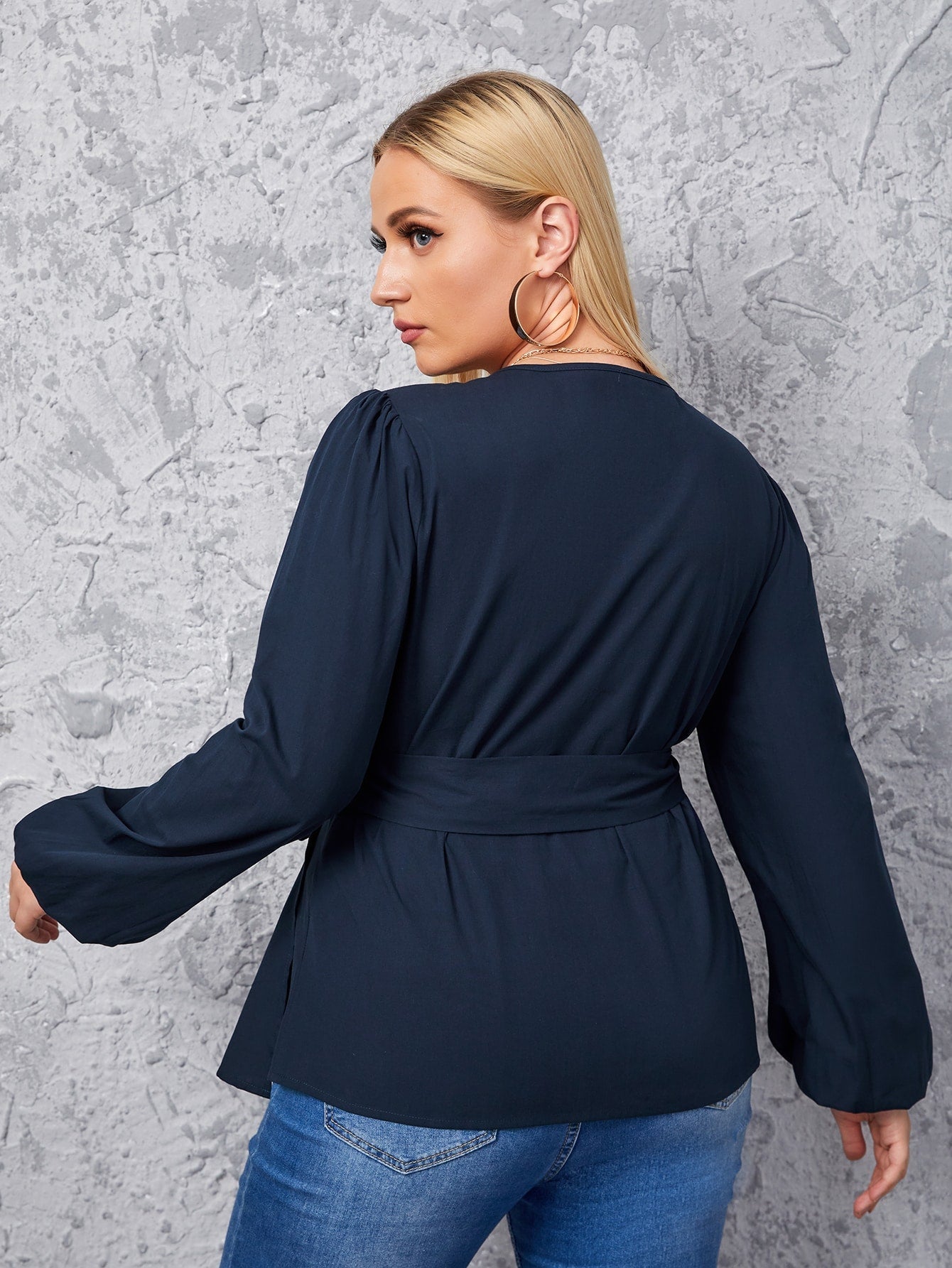 fermon - Plus Wrap Tie Side Blouse