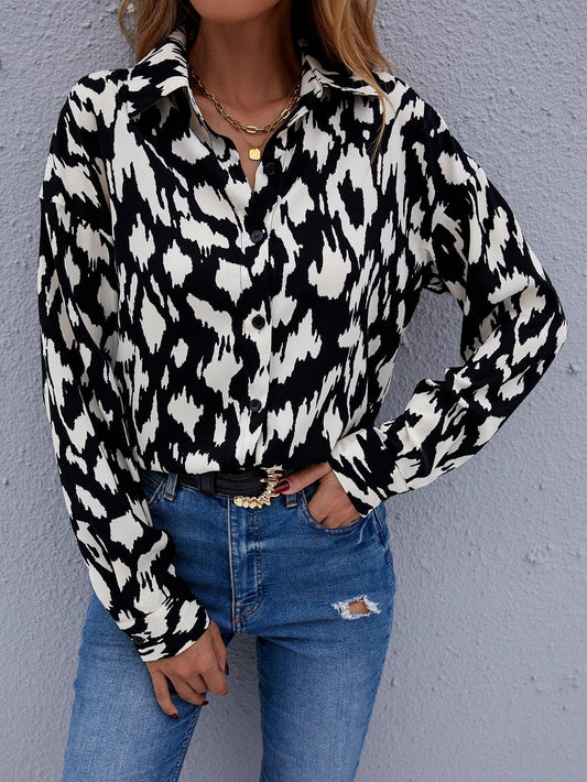 fermon - Print Button Front Blouse