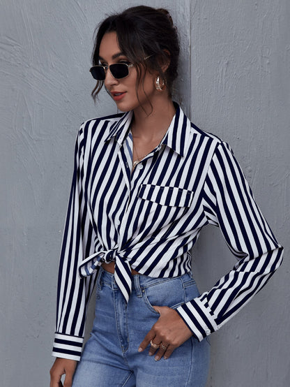 fermon - Single Breasted Striped Blouse