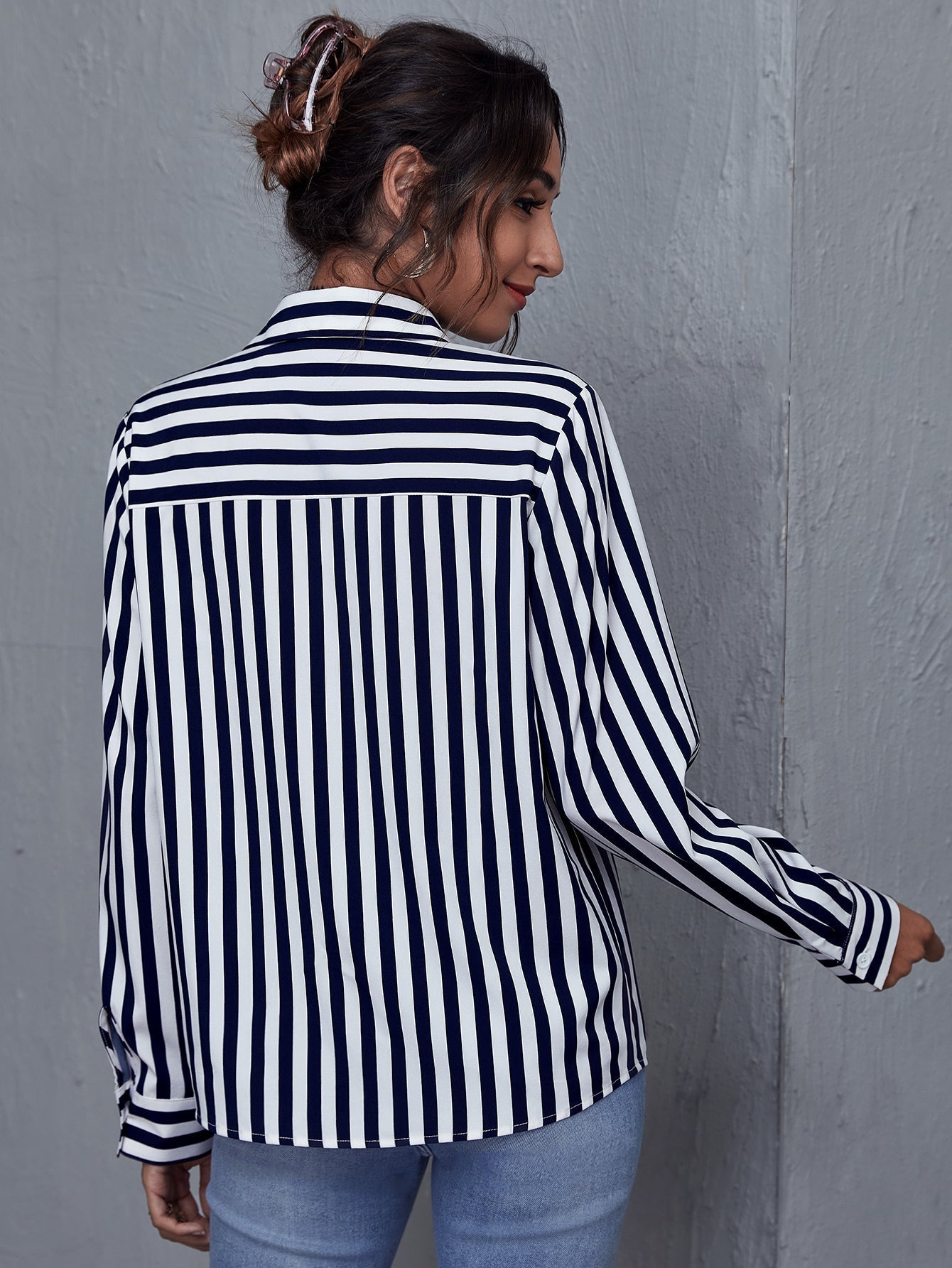 fermon - Single Breasted Striped Blouse