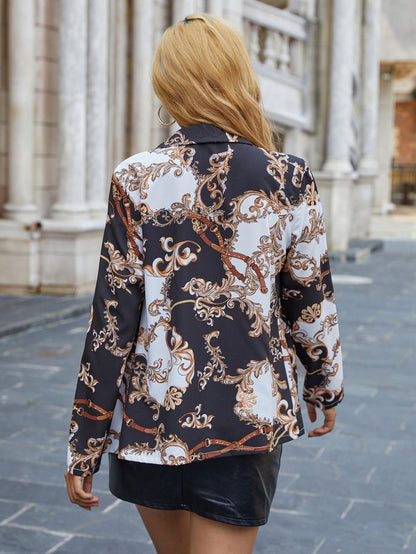 fermon - Slim-fit long-sleeved suit collar cardigan shirt without belt