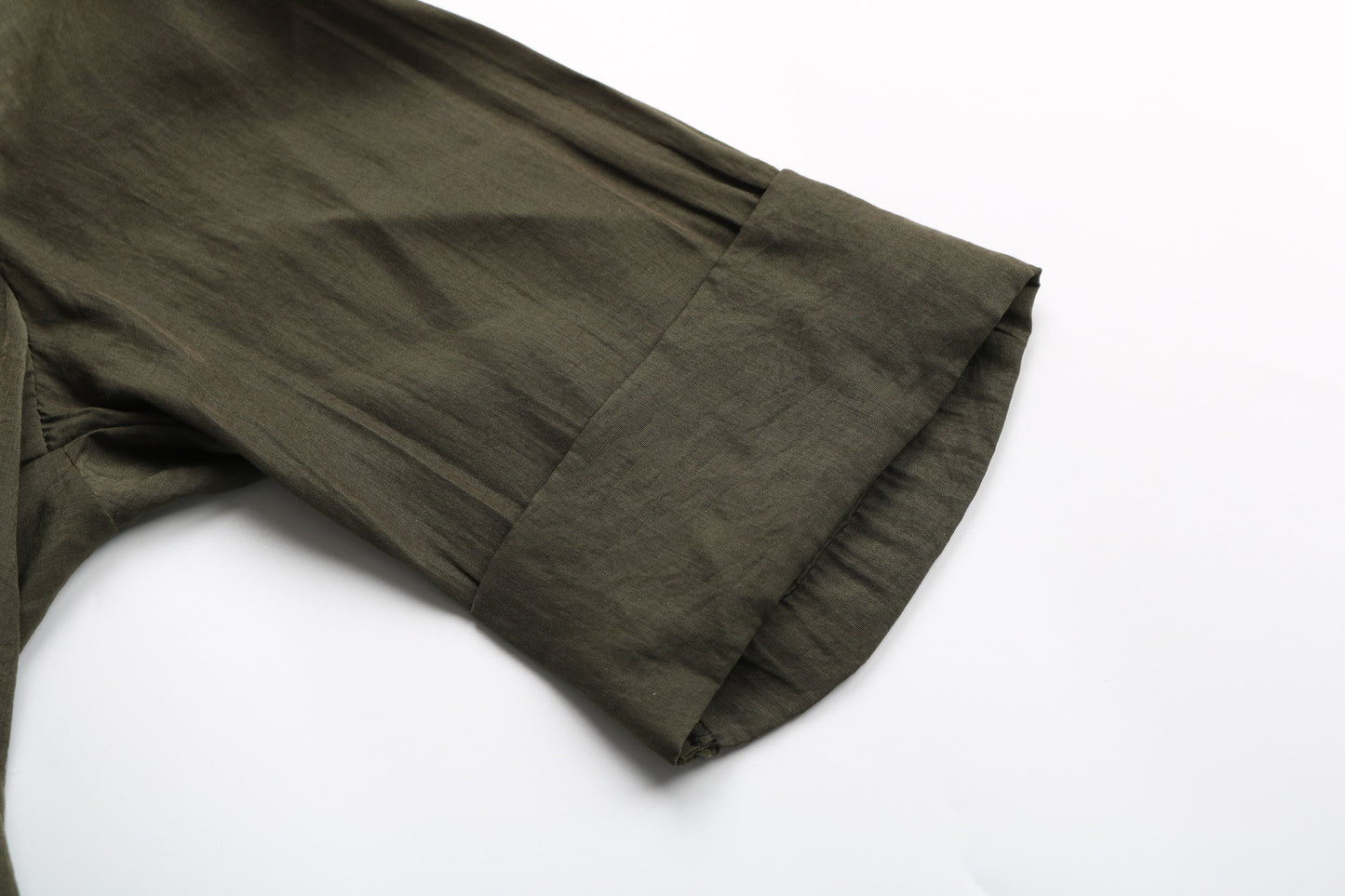 fermon - Solid Color V-neck Button Shirt Short-sleeved Lace-up Top