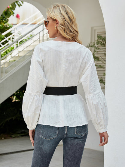 fermon - Surplice Front Belted Blouse