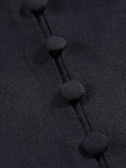 fermon - Women Deep V Neck Lantern Long Sleeve Blouse Casual Loose Pleated Shirt