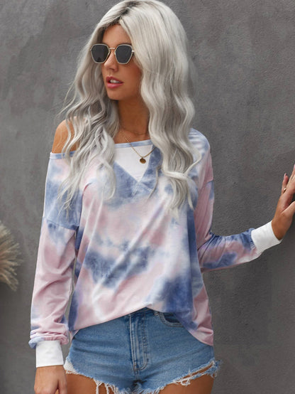 fermon - Women's Casual Tie-Dyed Long Sleeve Sweater Patchwork Shirt