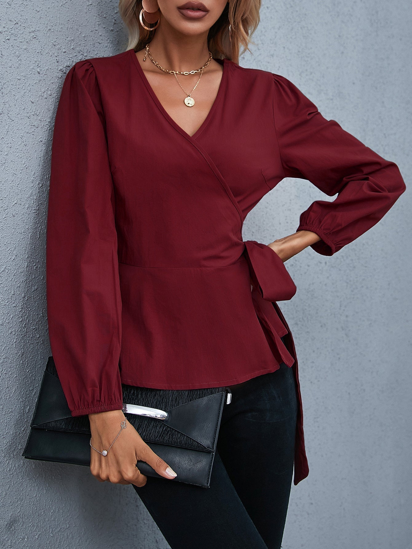 fermon - Wrap Tie Side Blouse