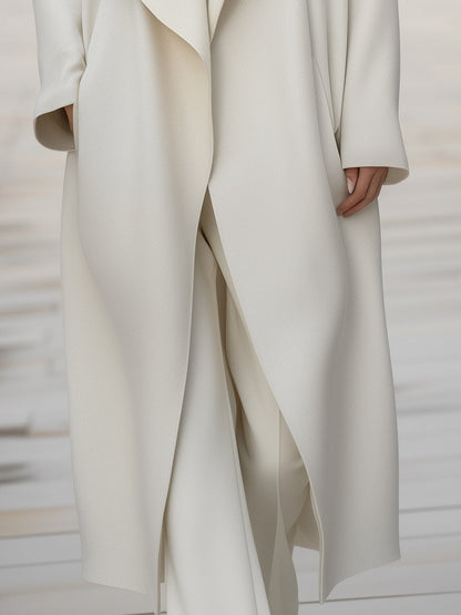 Structured Draped Collar Wool Coat