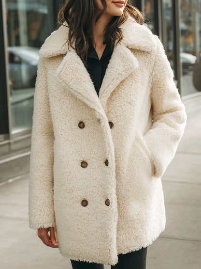 Cozy Double-Breasted Faux Shearling Coat