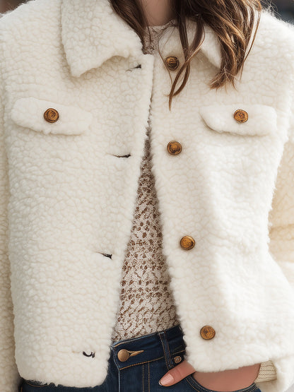 Cozy Chic Faux Shearling Button-Up Jacket