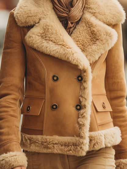 Women's Shearling-Lined Suede Aviator Jacket