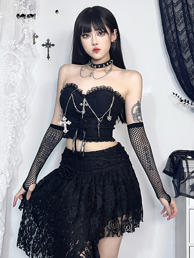 Gothic Grunge Strapless Girl E Sexy Harajuku Crop Top