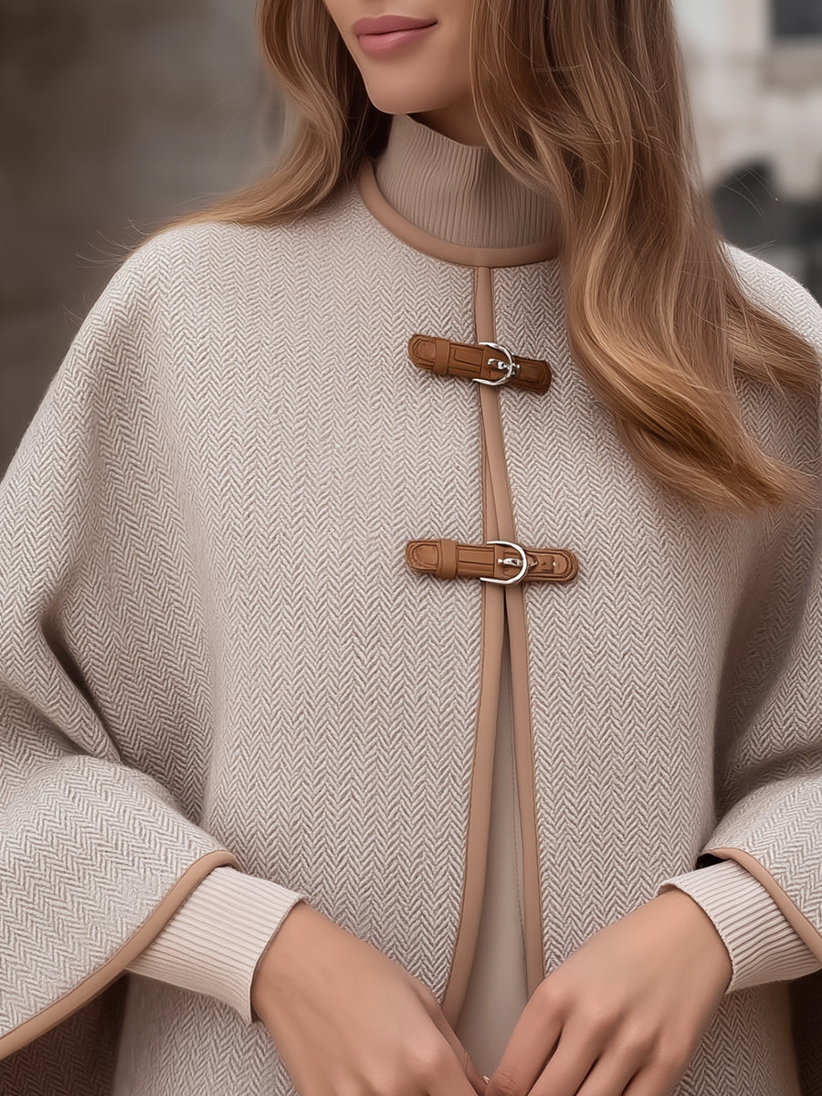 Herringbone Buckle Cape Jacket