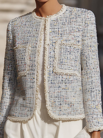 Pastel Tweed Jacket With Contrast Trim