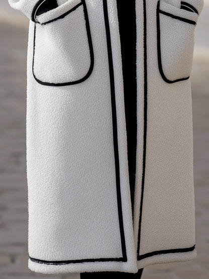 Contrast Piped Wool-Blend Longline Coat