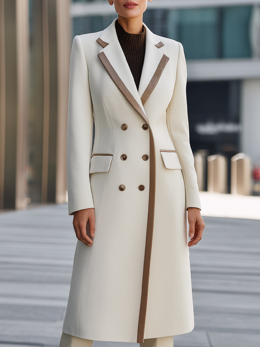 Wool-Blend Coat With Faux Leather Trim