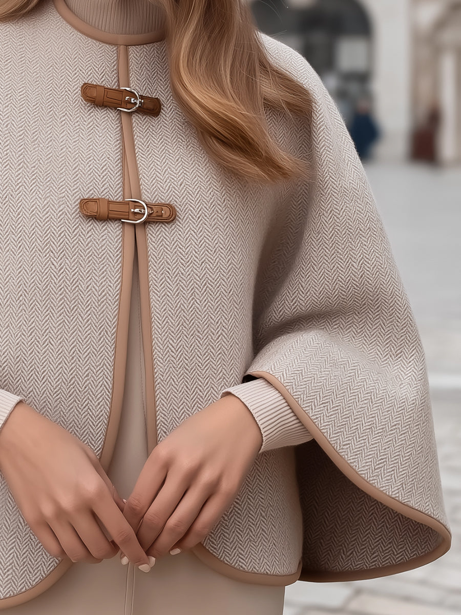 Herringbone Buckle Cape Jacket