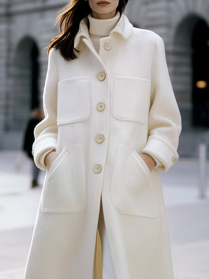 Luxury Wool-Blend Oversized Pocket Coat